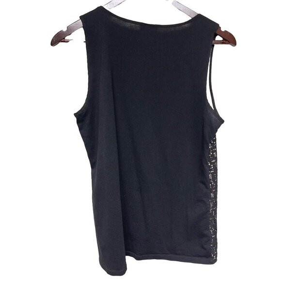 Ann Taylor Black Crochet Overlay Sleeveless Tank Top Shirt Women's Size Medium - Picture 5 of 7